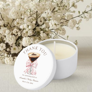 A tini One Espresso Martini Pink Baby Shower Gift Mini Candle Favors