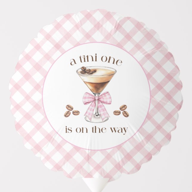 A Tini One Espresso Martini Pink Bow Baby Shower Balloon (Front)