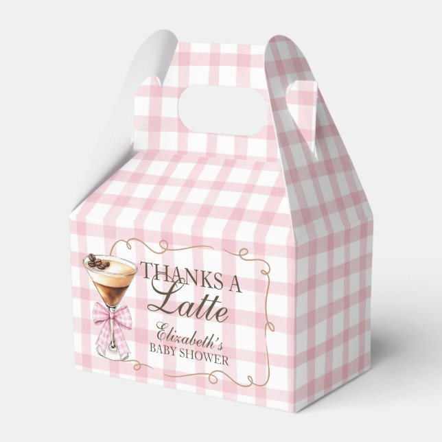 A Tini One Espresso Martini Pink Bow Baby Shower Favor Boxes (Front Side)