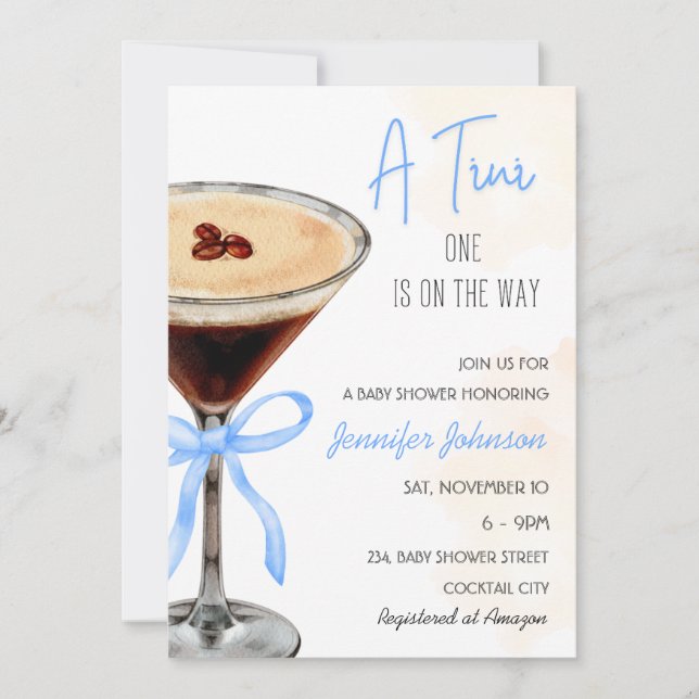 A Tini One Expresso Martini Baby Shower Invitation (Front)