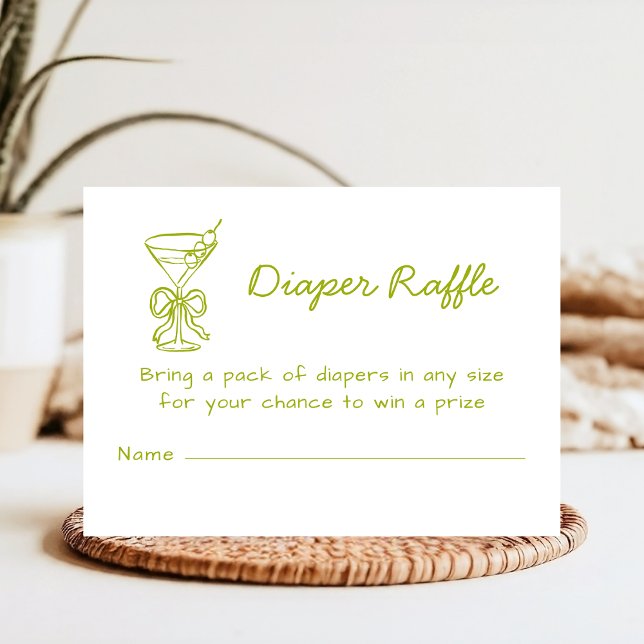 A Tini One Funky Green Dirty Martini Diaper Raffle Enclosure Card (Creator Uploaded)