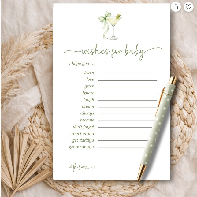 A Tini One Green Bow Wishes For Baby Advice Card (Creator Uploaded)