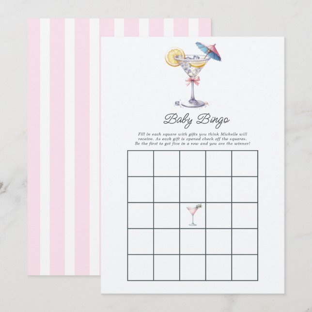 A Tini One Is on the Way Baby Bingo Game Invitation (Front/Back)