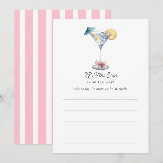 A Tini One Is on the Way Baby Shower Advice Card (Front/Back)