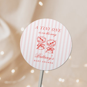 A Tini One Is On The Way Baby Shower Classic Round Sticker