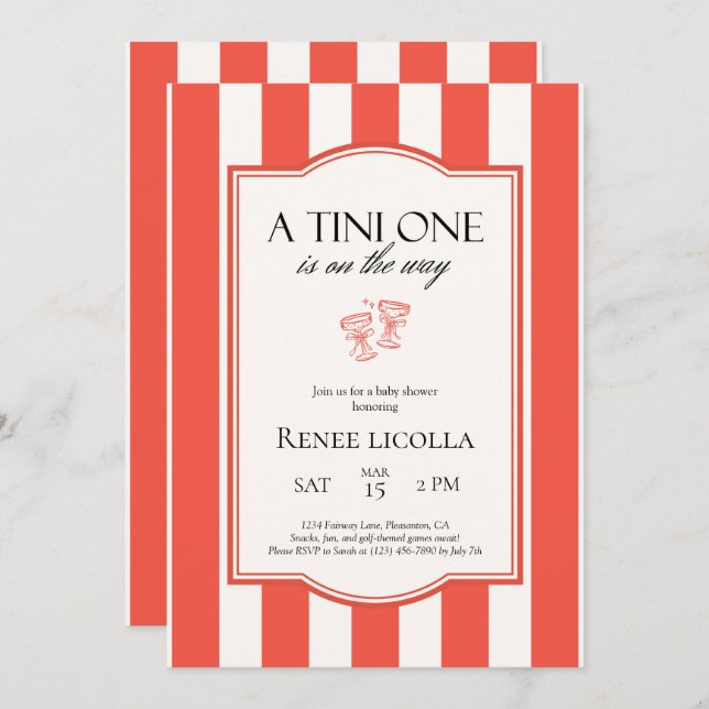 A Tini One Is on the Way Baby Shower Invitation (Front/Back)