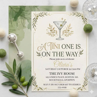 A Tini One Is On The Way baby shower Invitation