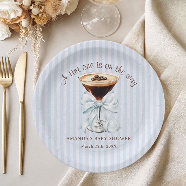 A tini One is on the Way Baby Shower  Paper Plates (Espresso Martini Baby shower Paper plate)