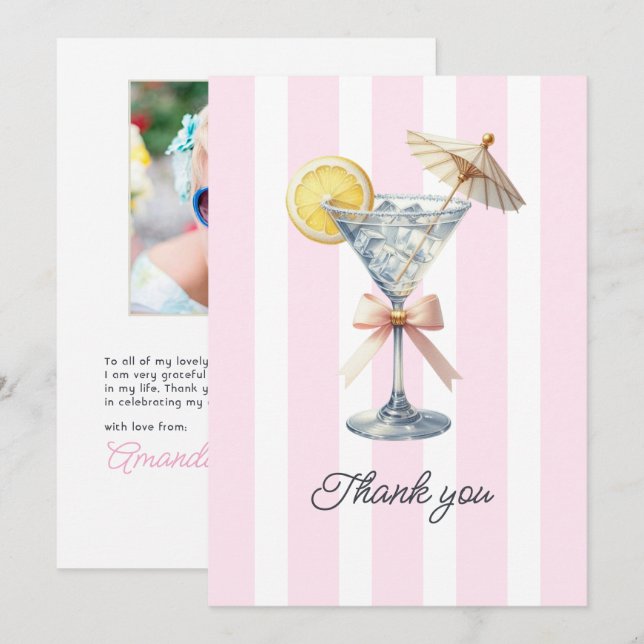 A Tini One Is on the Way Baby Shower Photo Thank You Card (Front/Back)