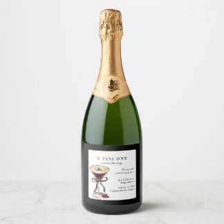 A Tini One Is on the Way Baby Shower Sparkling Wine Label