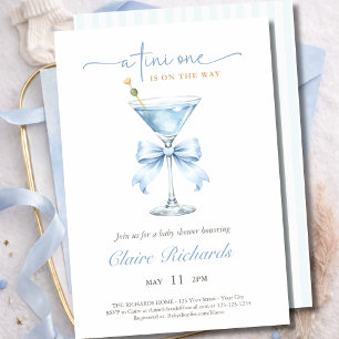 A Tini One Is On The Way Blue Boy Baby Shower Invitation