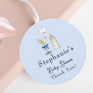 A Tini One Is On The Way Blue Martini Baby Shower Favor Tags