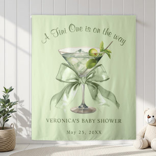 A tini One is on the Way Bow Martini Baby Shower Tapestry
