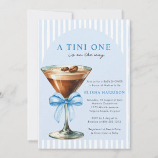 A Tini One Is on the Way Boy Baby Shower Invitation