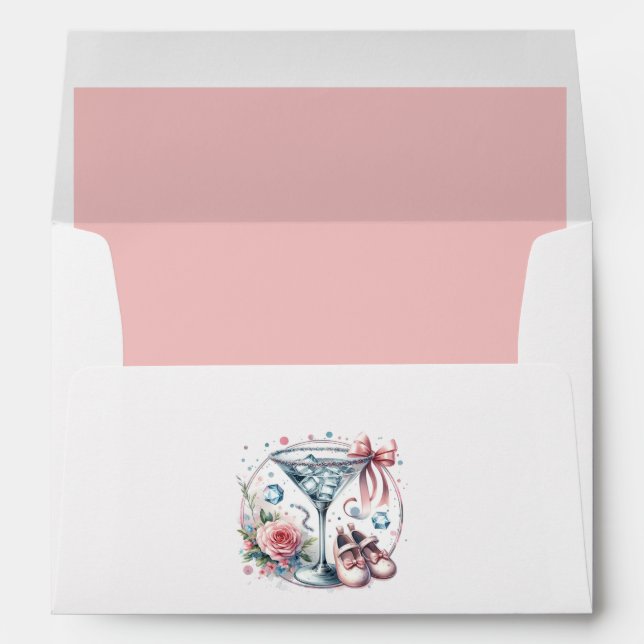 A Tini One Is On The Way Chic Martini Baby Shower Envelope (Back (Bottom))