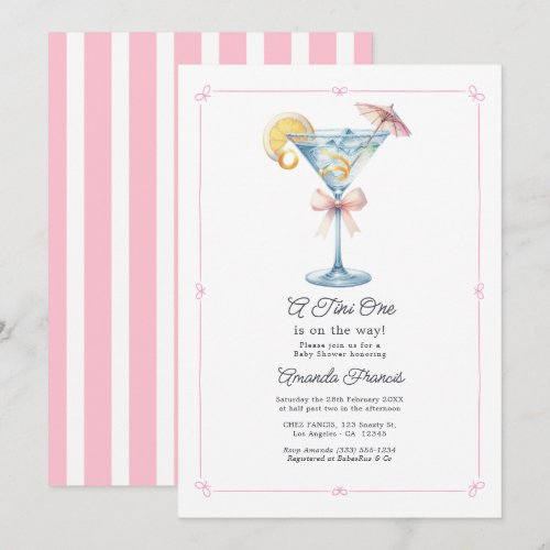 A Tini One Is on the Way Martini Baby Shower Invitation