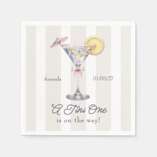 A Tini One Is on the Way Martini Baby Shower Napkins