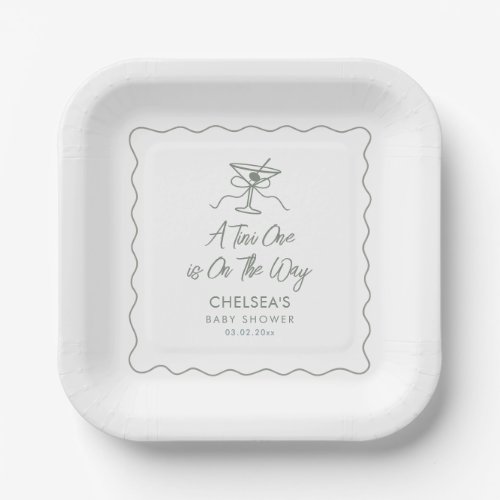 A Tini One Is On The Way Martini Baby Shower Paper Plates