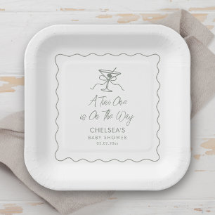 A Tini One Is On The Way Martini Baby Shower Paper Plates