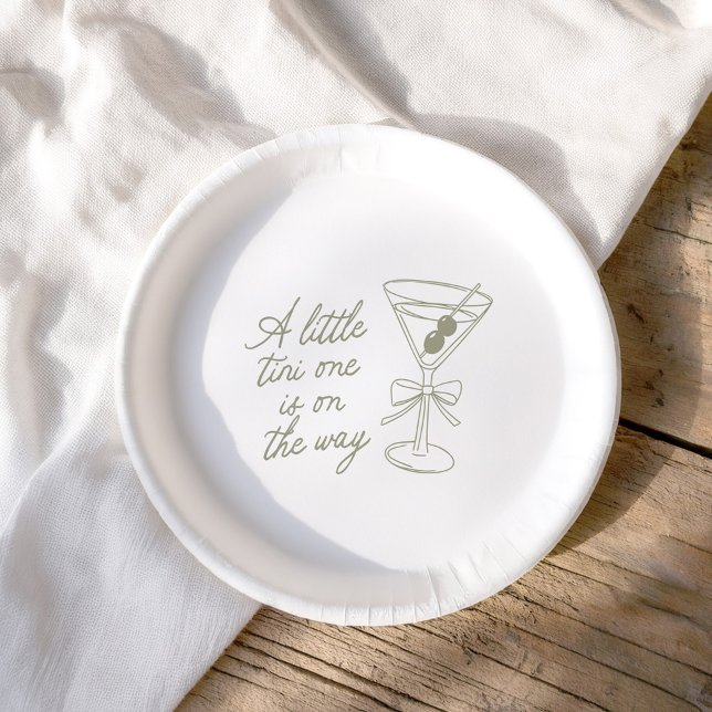 A Tini One Is On The Way Martini Baby Shower  Paper Plates (Creator Uploaded)