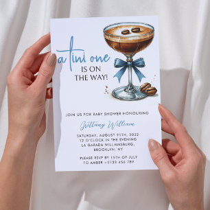 A Tini One Is On The Way Martini Boy Baby Shower Invitation