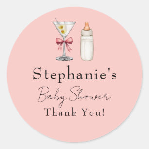 A Tini One Is On The Way Pink Martini Baby Shower Classic Round Sticker