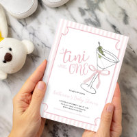 A Tini One Is on the Way Pink Stripes Baby Shower