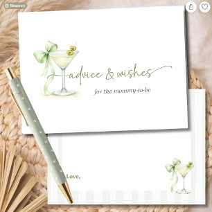 A Tini One Martini Baby Shower Advice For Mom Card
