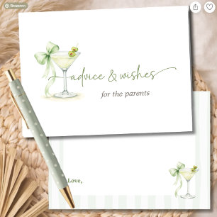 A Tini One Martini Baby Shower Parents Advice Card