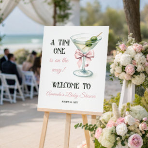 A Tini One Martini Pink Bow Baby Shower Welcome Foam Board