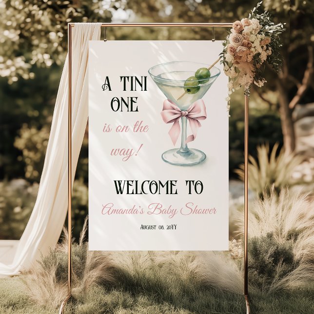 A Tini One Martini Pink Bow Baby Shower Welcome Poster (Creator Uploaded)