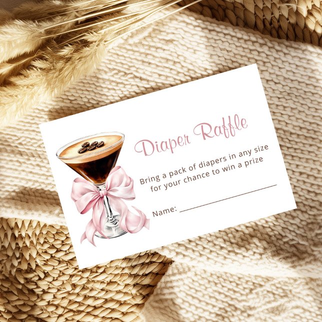 A Tini One Martini Pink Diaper Raffle Baby Shower  Enclosure Card (A tini One Is on the way Coquette Baby Shower Diaper Raffle Card)