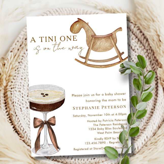 A Tini One On The Way Espresso Martini Baby Shower Invitation (Creator Uploaded)