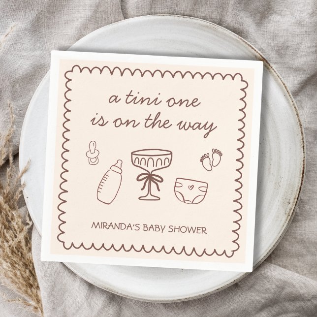 A Tini One On The Way Espresso Martini Baby Shower Napkins (A Tini One On The Way Espresso Martini Baby Shower Napkins)