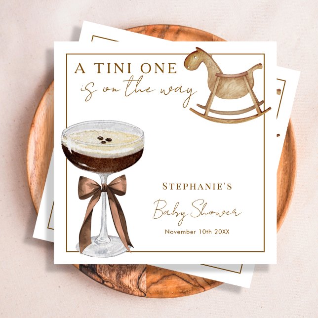 A Tini One On The Way Espresso Martini Baby Shower Napkins (Creator Uploaded)