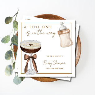 A Tini One On The Way Espresso Martini Baby Shower Napkins