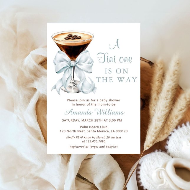 A Tini One On The Way Espresso Martini Invitation (A tini one is on the way Espresso Martini Baby Shower Invitation)