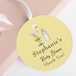 A Tini One On The Way Yellow Martini Baby Shower Favor Tags