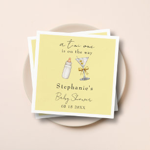 A Tini One On The Way Yellow Martini Baby Shower Napkins