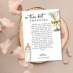 A Tini One On The Way Yellow Martini Baby Shower Thank You Card