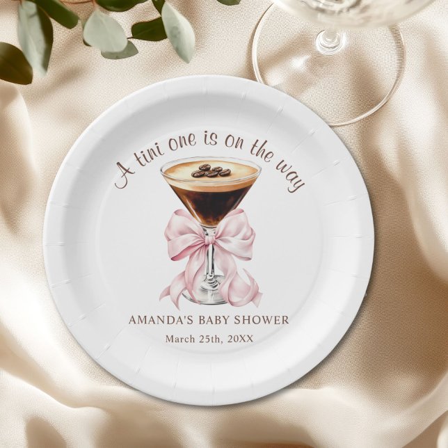 A tini One Pink Bow Baby Shower Paper Plate (A tini One is on the way Pink Baby shower paper plate)