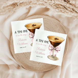 A Tini One Pink Bow Espresso Martini Baby Shower Napkins