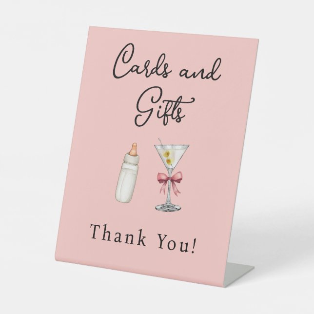 A Tini One Pink Cards & Gifts Martini Baby Shower  Pedestal Sign (Front)