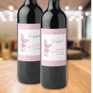 A Tiny Bit Engaged Pink Martini Bridal Shower Wine Label