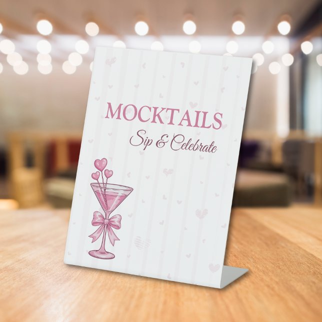 A Tiny Bit Engaged Pink Mocktails Bar Sign (Creator Uploaded)