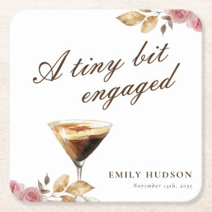 A Tiny Bit Espresso Martini Bridal Shower Square Paper Coaster