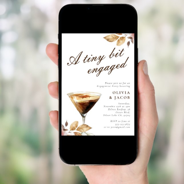 A Tiny Bit Espresso Martini Engagement Party Invitation (Front Digital)