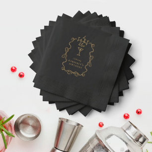 A Tiny Bit Older Black Cocktail Birthday Party Foil Napkins