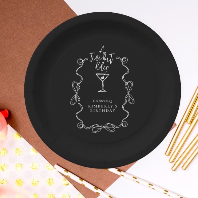A Tiny Bit Older Black Cocktail Birthday Party  Paper Plates (Creator Uploaded)