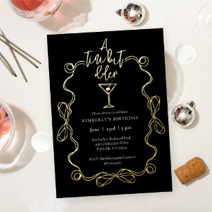 A Tiny Bit Older Black Gold Martini Birthday Party Foil Invitation